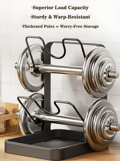 Pot Lid Holder, Carbon Steel Rack with Removable Kitchen Drip Tray | Pre-assembled; removable dishwasher-safe tray; anti-slip; fits 7.5–14 in lids; ideal for families & small apartment kitchens