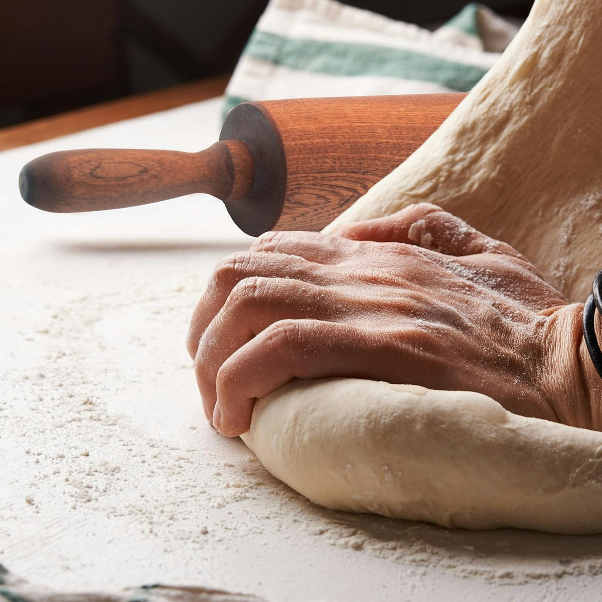 Classic Sapele Wooden Rolling Pin With Handles 17''L x 1.77"W