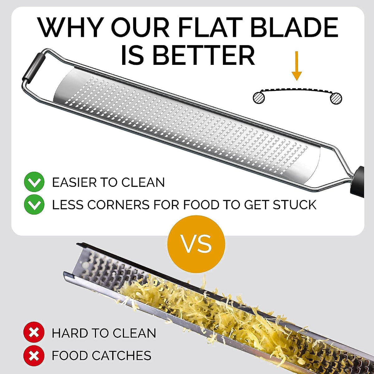 DESIGNED BY CHEFS ~ Premium Lemon Zester Grater With Perfectly Angled Teeth ~ Ideal for Citrus, Parmesan Cheese, Garlic, Vegetables and Fruits
