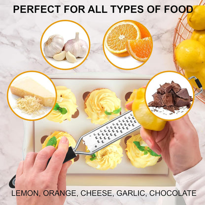 DESIGNED BY CHEFS ~ Premium Lemon Zester Grater With Perfectly Angled Teeth ~ Ideal for Citrus, Parmesan Cheese, Garlic, Vegetables and Fruits
