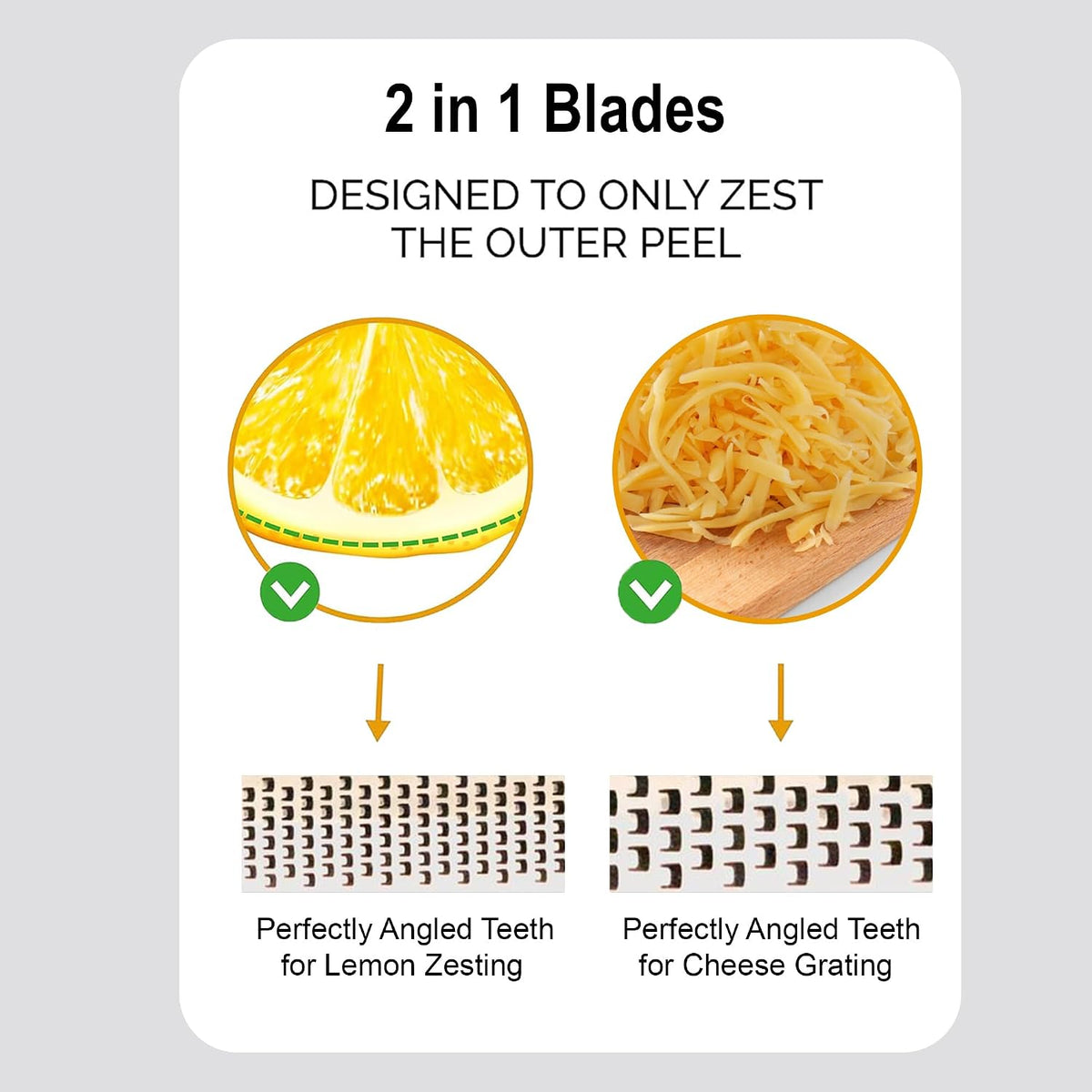 DESIGNED BY CHEFS ~ Premium Lemon Zester Grater With Perfectly Angled Teeth ~ Ideal for Citrus, Parmesan Cheese, Garlic, Vegetables and Fruits