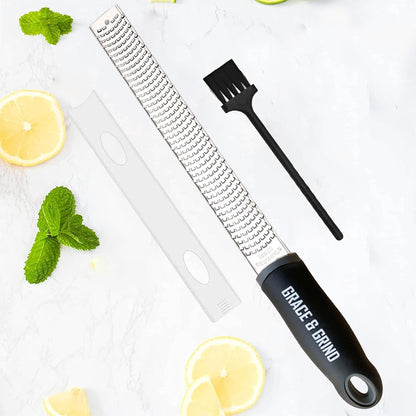 DESIGNED BY CHEFS ~ Premium Lemon Zester Grater With Perfectly Angled Teeth ~ Ideal for Citrus, Parmesan Cheese, Garlic, Vegetables and Fruits