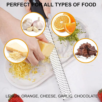 DESIGNED BY CHEFS ~ Premium Lemon Zester Grater With Perfectly Angled Teeth ~ Ideal for Citrus, Parmesan Cheese, Garlic, Vegetables and Fruits