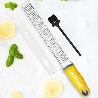 DESIGNED BY CHEFS ~ Premium Lemon Zester Grater With Perfectly Angled Teeth ~ Ideal for Citrus, Parmesan Cheese, Garlic, Vegetables and Fruits