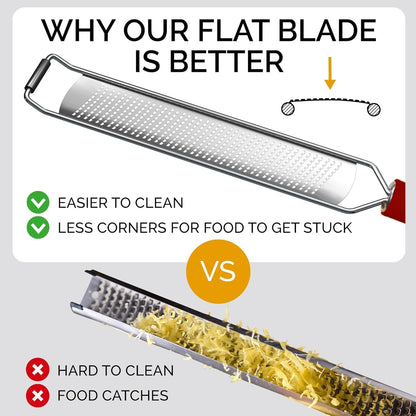 DESIGNED BY CHEFS ~ Premium Lemon Zester Grater With Perfectly Angled Teeth ~ Ideal for Citrus, Parmesan Cheese, Garlic, Vegetables and Fruits