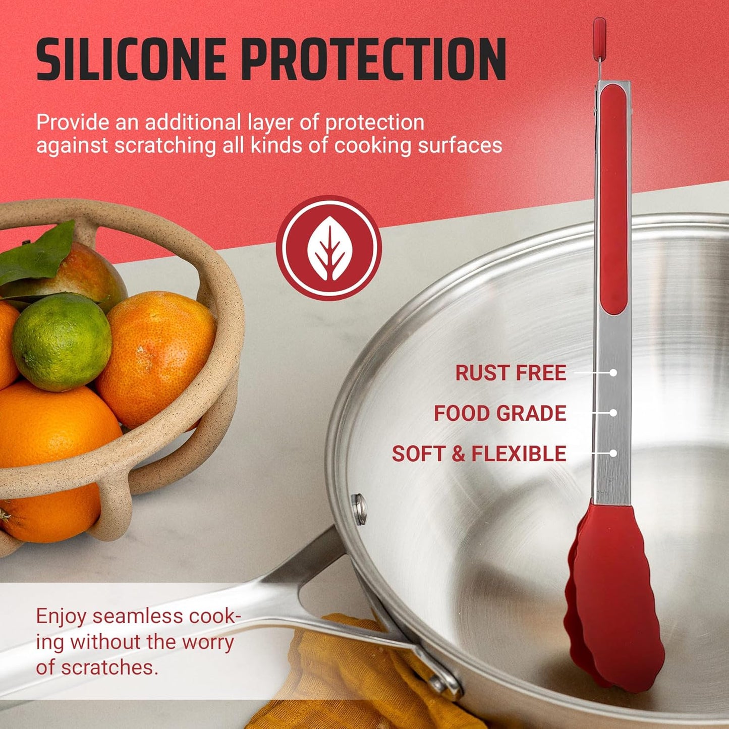 Kitchen Tongs for Cooking Grilling Set of 4, BBQ Grill Tongs With Silicone Tip Stainless Steel Heat Resistant, Non-stick Pull Lock, Incl 7, 9, 12 Inch Tong Plus a Silicone Spatula
