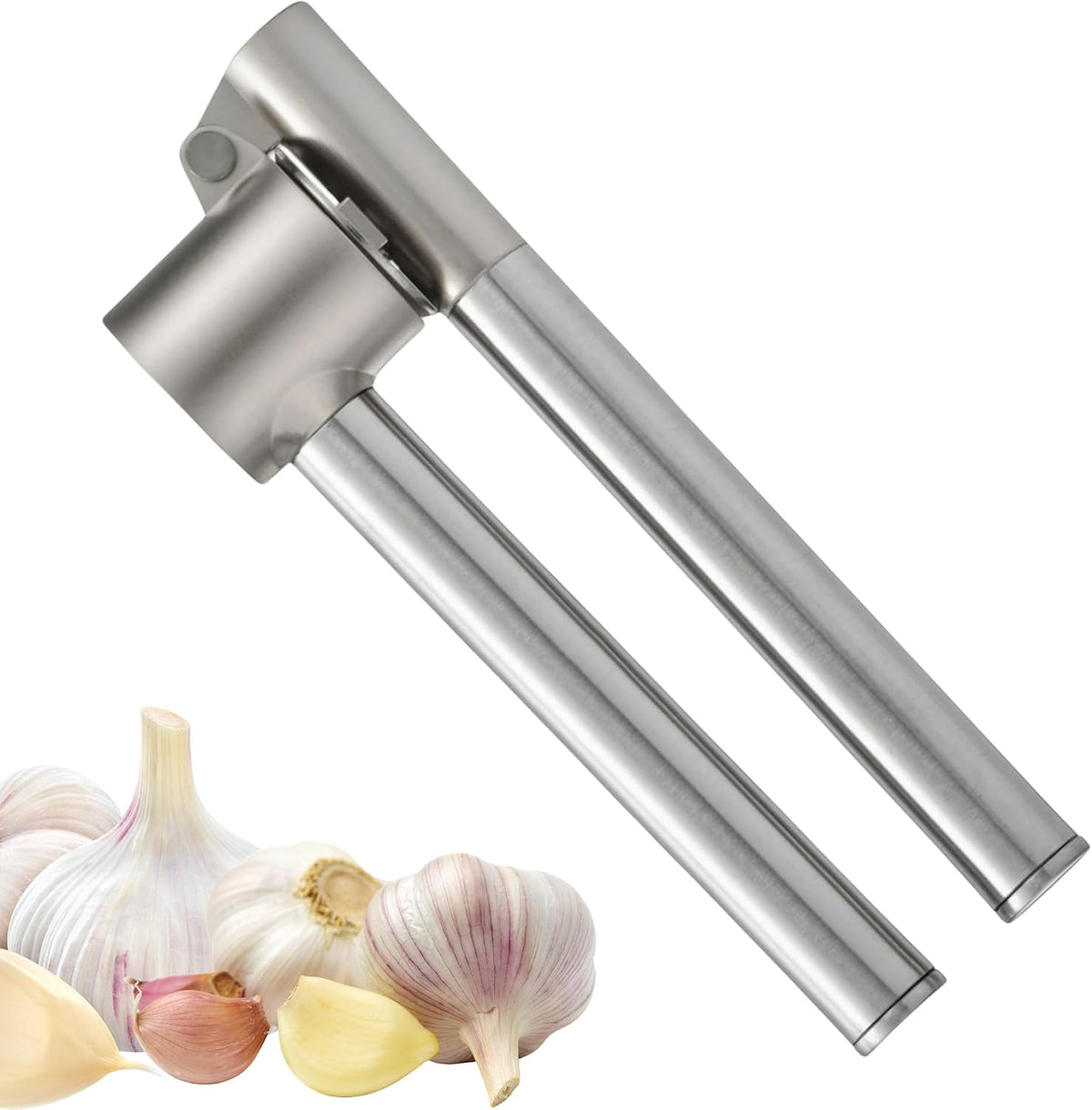 Heavy Duty Garlic Press, Handheld Garlic Mincer, 304 Stainless Steel Garlic Press, Ergonomic, Durable, No Hand Odor, Just Put It in the Bowl, Dishwasher Safe