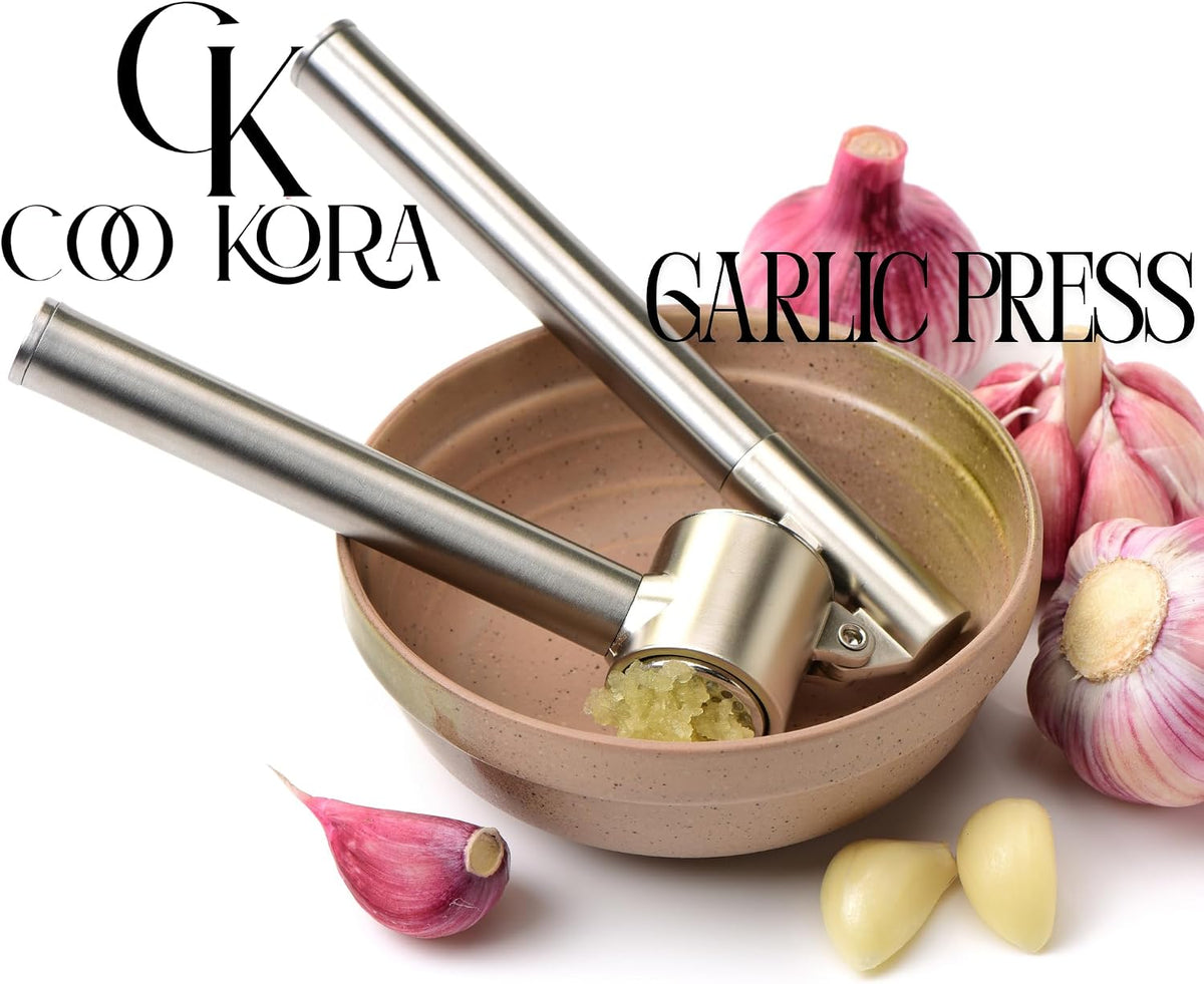 Heavy Duty Garlic Press, Handheld Garlic Mincer, 304 Stainless Steel Garlic Press, Ergonomic, Durable, No Hand Odor, Just Put It in the Bowl, Dishwasher Safe