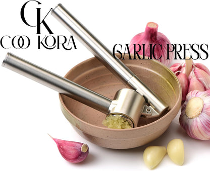Heavy Duty Garlic Press, Handheld Garlic Mincer, 304 Stainless Steel Garlic Press, Ergonomic, Durable, No Hand Odor, Just Put It in the Bowl, Dishwasher Safe