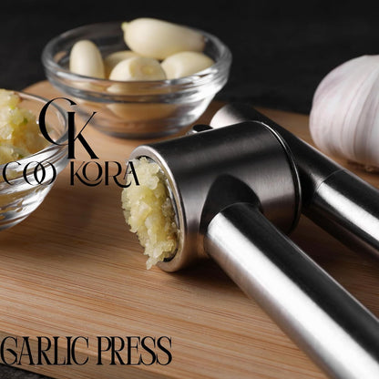 Heavy Duty Garlic Press, Handheld Garlic Mincer, 304 Stainless Steel Garlic Press, Ergonomic, Durable, No Hand Odor, Just Put It in the Bowl, Dishwasher Safe