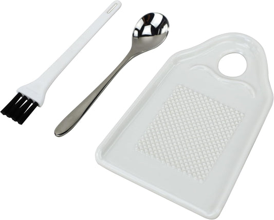 Porcelain Grater Plate Grinding Dish, Cooking Preparation Tool | For Grinding Wasabi Ginger Cheese Lemon Chocolate, Working for Home Kitchen Cafe