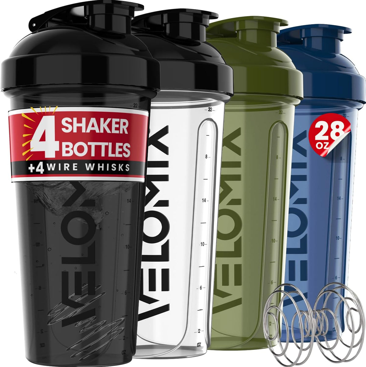 4 Pack 28oz Protein Shaker Bottle for Protein Mixes, Burgundy