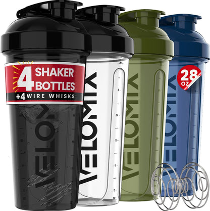 4 Pack 28oz Protein Shaker Bottle for Protein Mixes, Burgundy