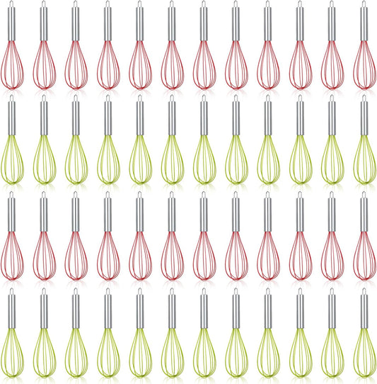 48 Sets 10 Inch Whisks Bulk DIY Fillable Whisk Gifts Colored Silicone Whisks for Cooking Heat Resistant Egg Beaters for Candy Holder Party Favors