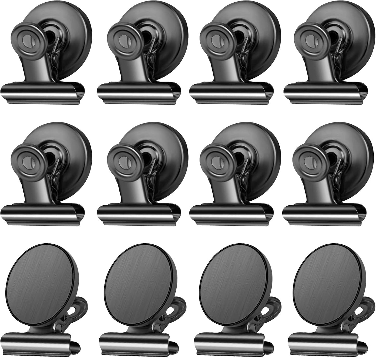 12 Pack Magnetic Clips, Fridge Magnets Refrigerator Magnets, Strong Magnetic Clips Heavy Duty, Whiteboard Magnet Clip for Office Home Classroom Organization Kitchen Accessories(Black)