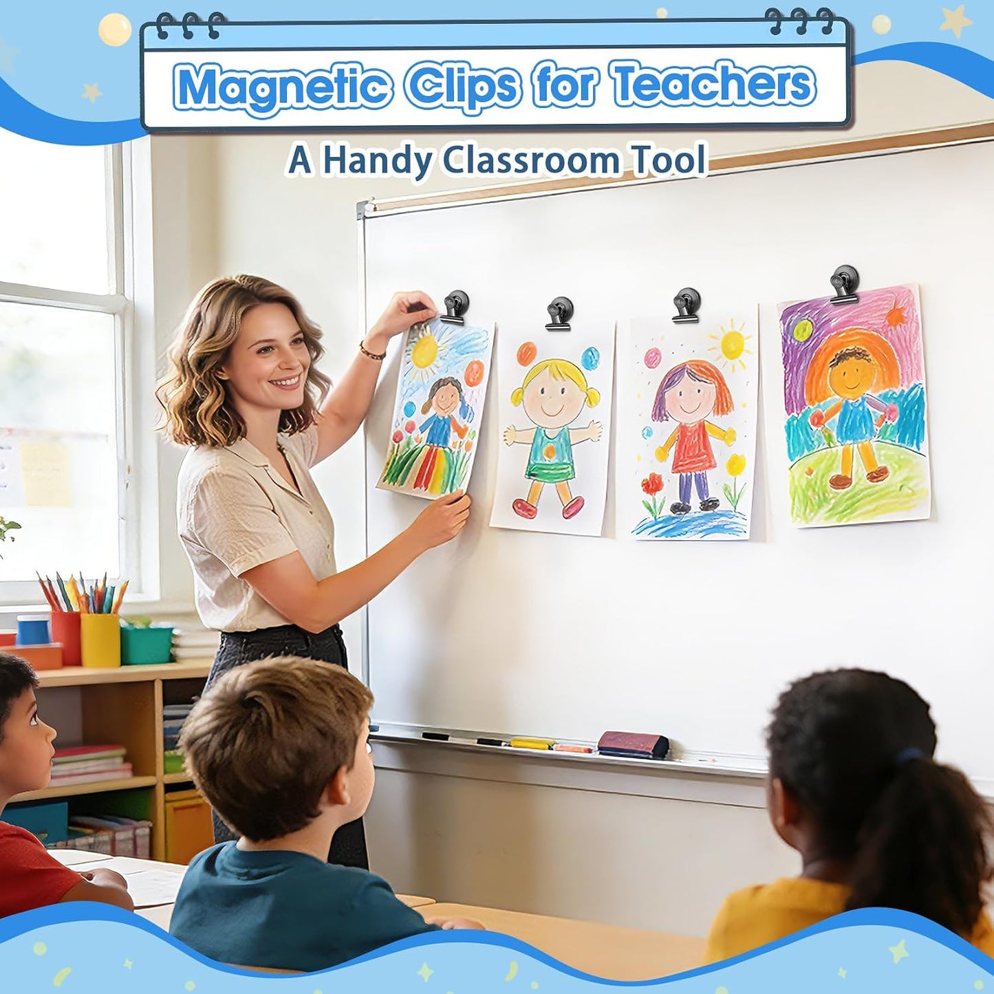 12 Pack Magnetic Clips, Fridge Magnets Refrigerator Magnets, Strong Magnetic Clips Heavy Duty, Whiteboard Magnet Clip for Office Home Classroom Organization Kitchen Accessories(Black)