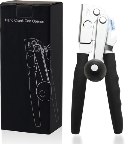 Commercial Can Opener, Stainless Steel Heavy Duty Manual Hand Crank Can Opener, with Comfortable Ergonomic Design Extra-long Handles, Large Handheld Smooth Can Open Easy for Big Cans, Red