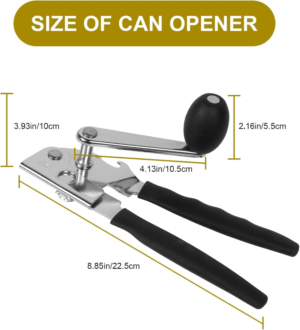Commercial Can Opener, Stainless Steel Heavy Duty Manual Hand Crank Can Opener, with Comfortable Ergonomic Design Extra-long Handles, Large Handheld Smooth Can Open Easy for Big Cans, Red
