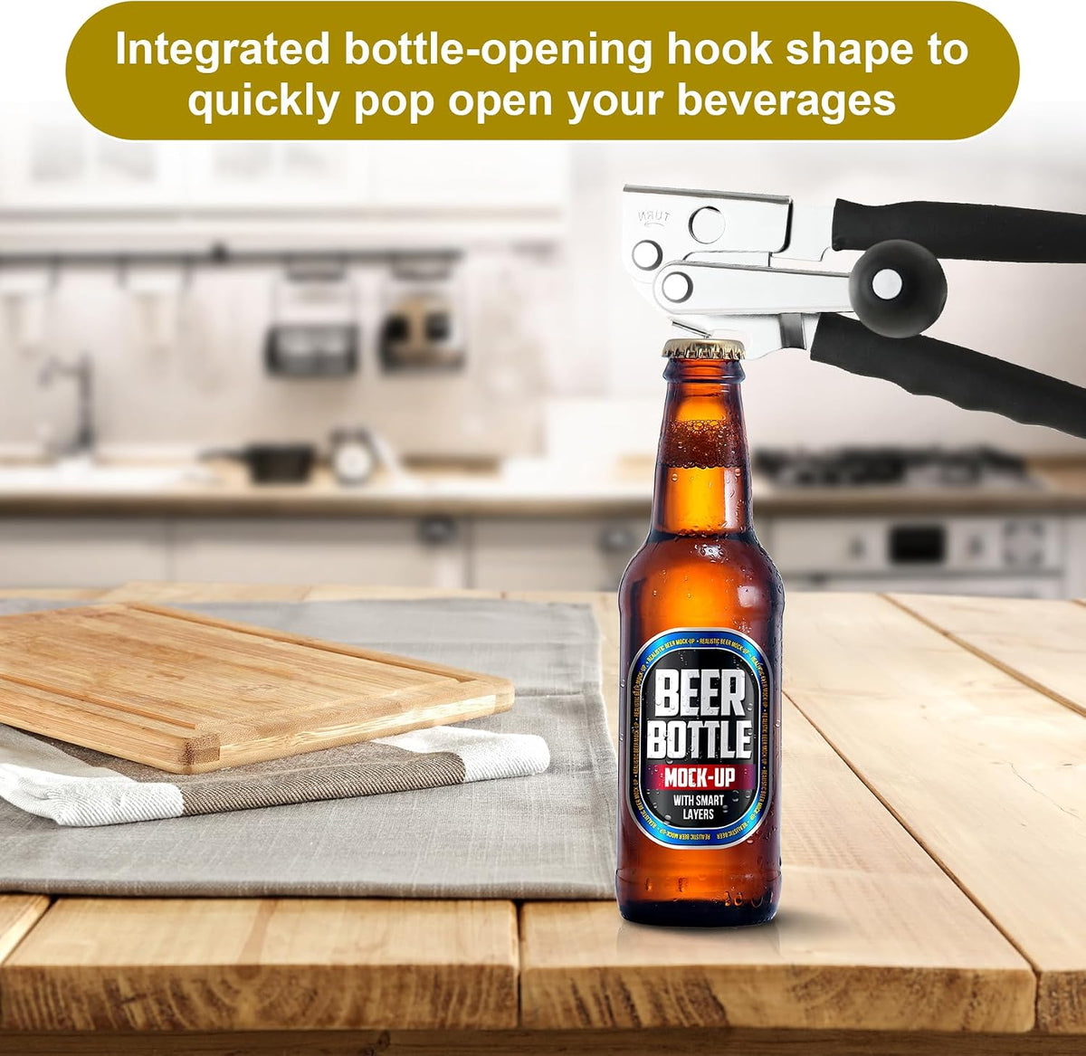 Commercial Can Opener, Stainless Steel Heavy Duty Manual Hand Crank Can Opener, with Comfortable Ergonomic Design Extra-long Handles, Large Handheld Smooth Can Open Easy for Big Cans, Red