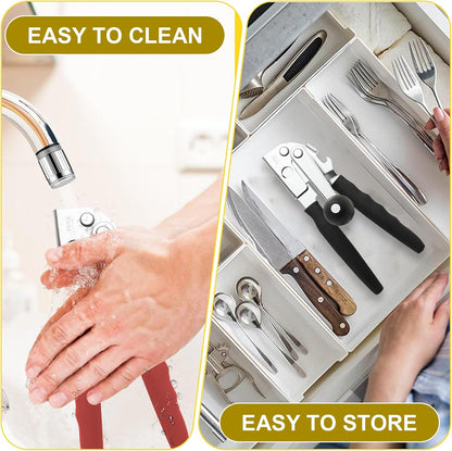 Commercial Can Opener, Stainless Steel Heavy Duty Manual Hand Crank Can Opener, with Comfortable Ergonomic Design Extra-long Handles, Large Handheld Smooth Can Open Easy for Big Cans, Red