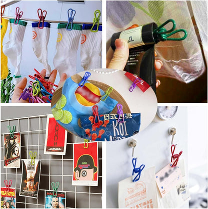 50pcs 2.2 Inches Colored Clothes Pins Waterproof Metal Chip Clips Steel Clip for Food Bag, Chips Bag, Paper