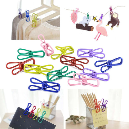 50pcs 2.2 Inches Colored Clothes Pins Waterproof Metal Chip Clips Steel Clip for Food Bag, Chips Bag, Paper