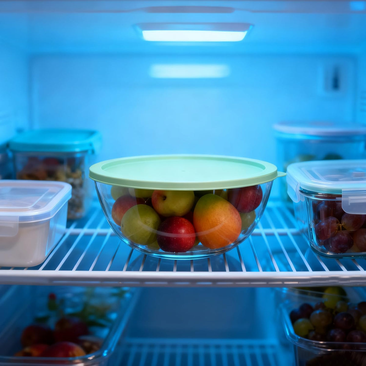 4.7 Qt Extra Large Glass Mixing Bowls, Clear Glass Bowl with Lid, Big Salad Bowl for Salad Fruit Bread Storage (4.7qt)