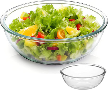 4.7 Qt Extra Large Glass Mixing Bowls, Clear Glass Bowl with Lid, Big Salad Bowl for Salad Fruit Bread Storage (4.7qt)