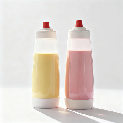 2PCS Pancake Batter Dispenser Bottle for Mixing and Pouring Perfect Batter Ideal for Pancakes Muffins Cupcakes and More Essential Mixer and Shaker Bottle for Kitchen Cooking and Baking