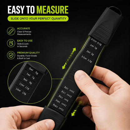 Adjustable Measuring Spoon, Double Ended, 9-in-1, Black