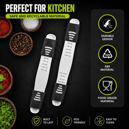 Adjustable Measuring Spoon, Double Ended, 9-in-1, Black