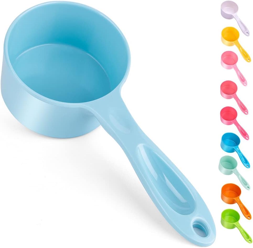 1 Cup Dog Food Scoop for Container Melamine Measuring Scoop for Dogs Cats Birds and Rabbits Pet Food Feeding Scoop Dishwasher Safe - White