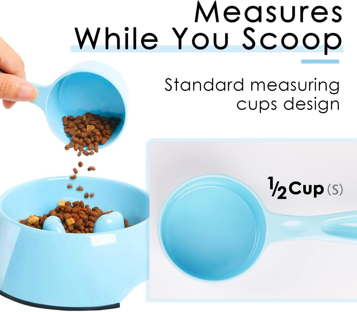 1 Cup Dog Food Scoop for Container Melamine Measuring Scoop for Dogs Cats Birds and Rabbits Pet Food Feeding Scoop Dishwasher Safe - White