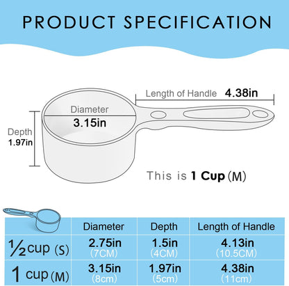 1 Cup Dog Food Scoop for Container Melamine Measuring Scoop for Dogs Cats Birds and Rabbits Pet Food Feeding Scoop Dishwasher Safe - White