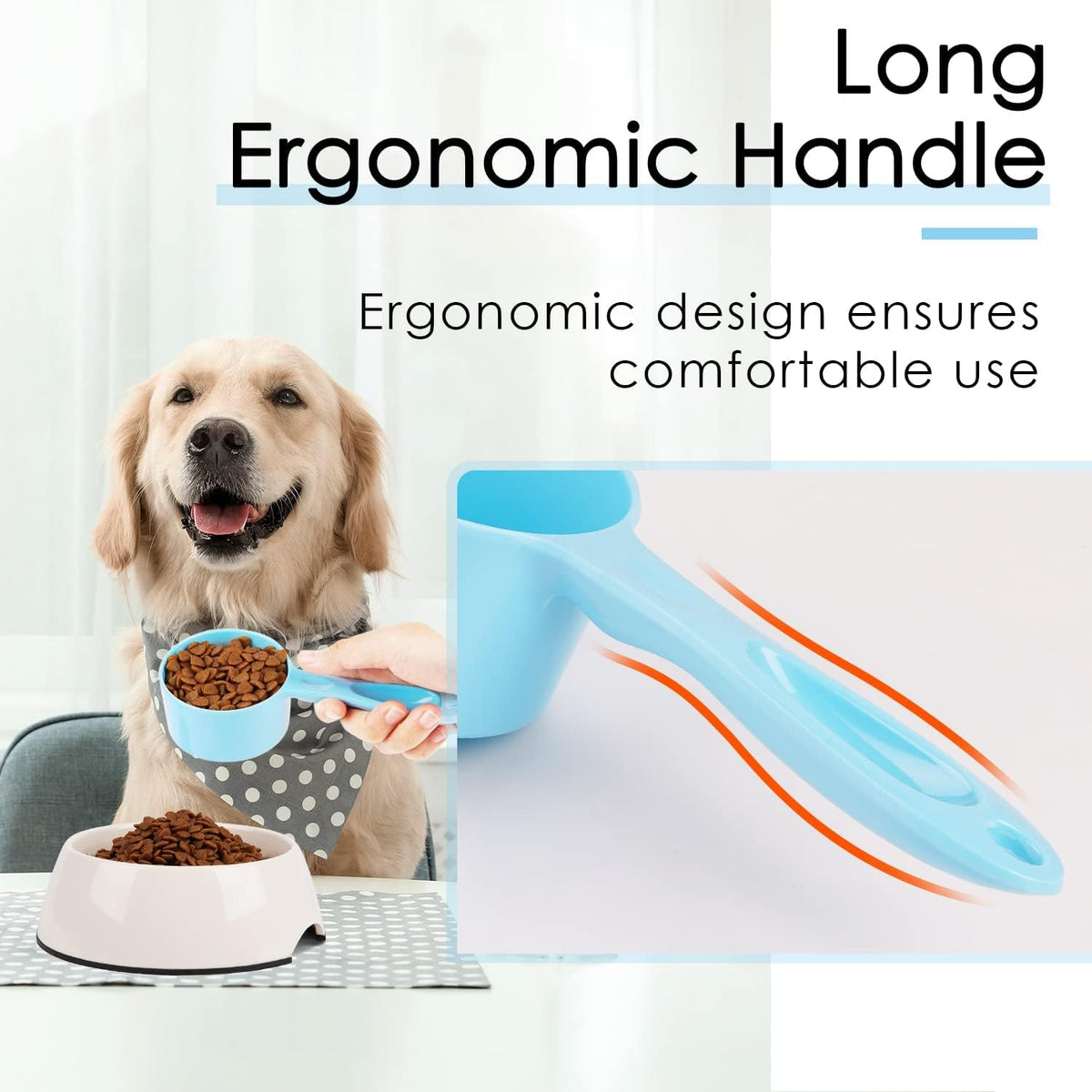 1 Cup Dog Food Scoop for Container Melamine Measuring Scoop for Dogs Cats Birds and Rabbits Pet Food Feeding Scoop Dishwasher Safe - White