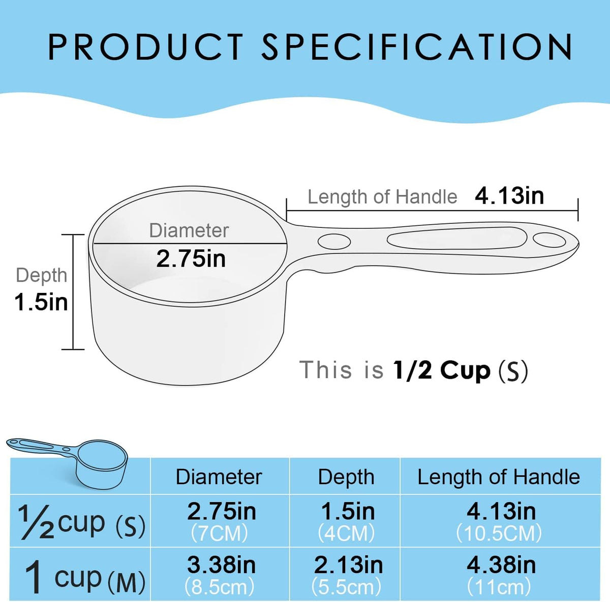 1 Cup Dog Food Scoop for Container Melamine Measuring Scoop for Dogs Cats Birds and Rabbits Pet Food Feeding Scoop Dishwasher Safe - White