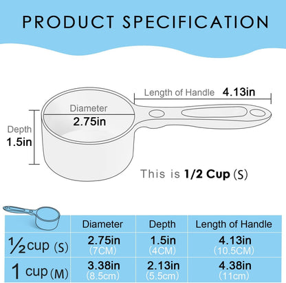 1 Cup Dog Food Scoop for Container Melamine Measuring Scoop for Dogs Cats Birds and Rabbits Pet Food Feeding Scoop Dishwasher Safe - White