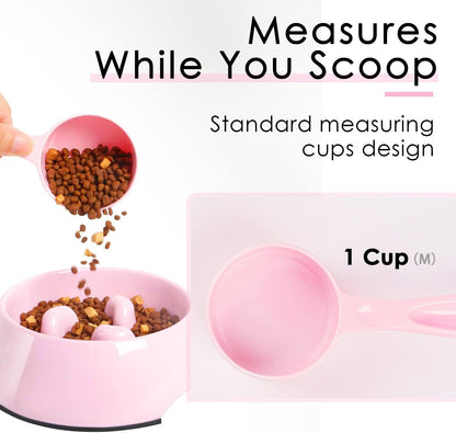 1 Cup Dog Food Scoop for Container Melamine Measuring Scoop for Dogs Cats Birds and Rabbits Pet Food Feeding Scoop Dishwasher Safe - White