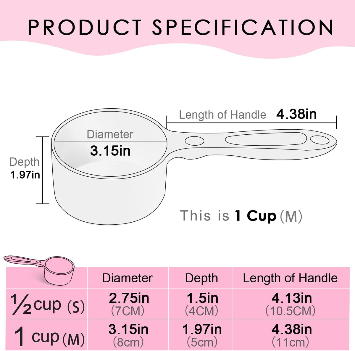 1 Cup Dog Food Scoop for Container Melamine Measuring Scoop for Dogs Cats Birds and Rabbits Pet Food Feeding Scoop Dishwasher Safe - White