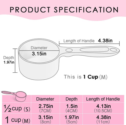 1 Cup Dog Food Scoop for Container Melamine Measuring Scoop for Dogs Cats Birds and Rabbits Pet Food Feeding Scoop Dishwasher Safe - White