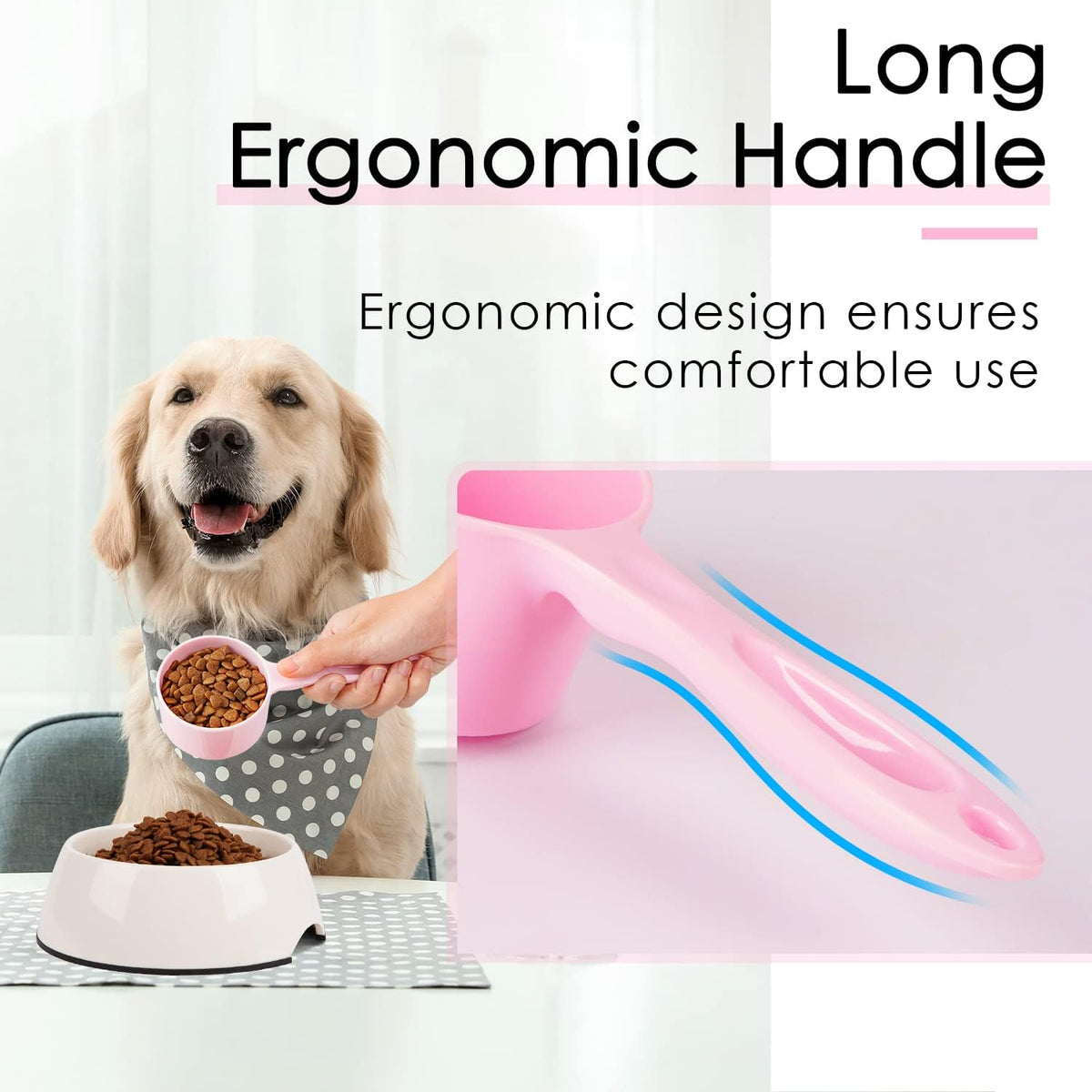 1 Cup Dog Food Scoop for Container Melamine Measuring Scoop for Dogs Cats Birds and Rabbits Pet Food Feeding Scoop Dishwasher Safe - White