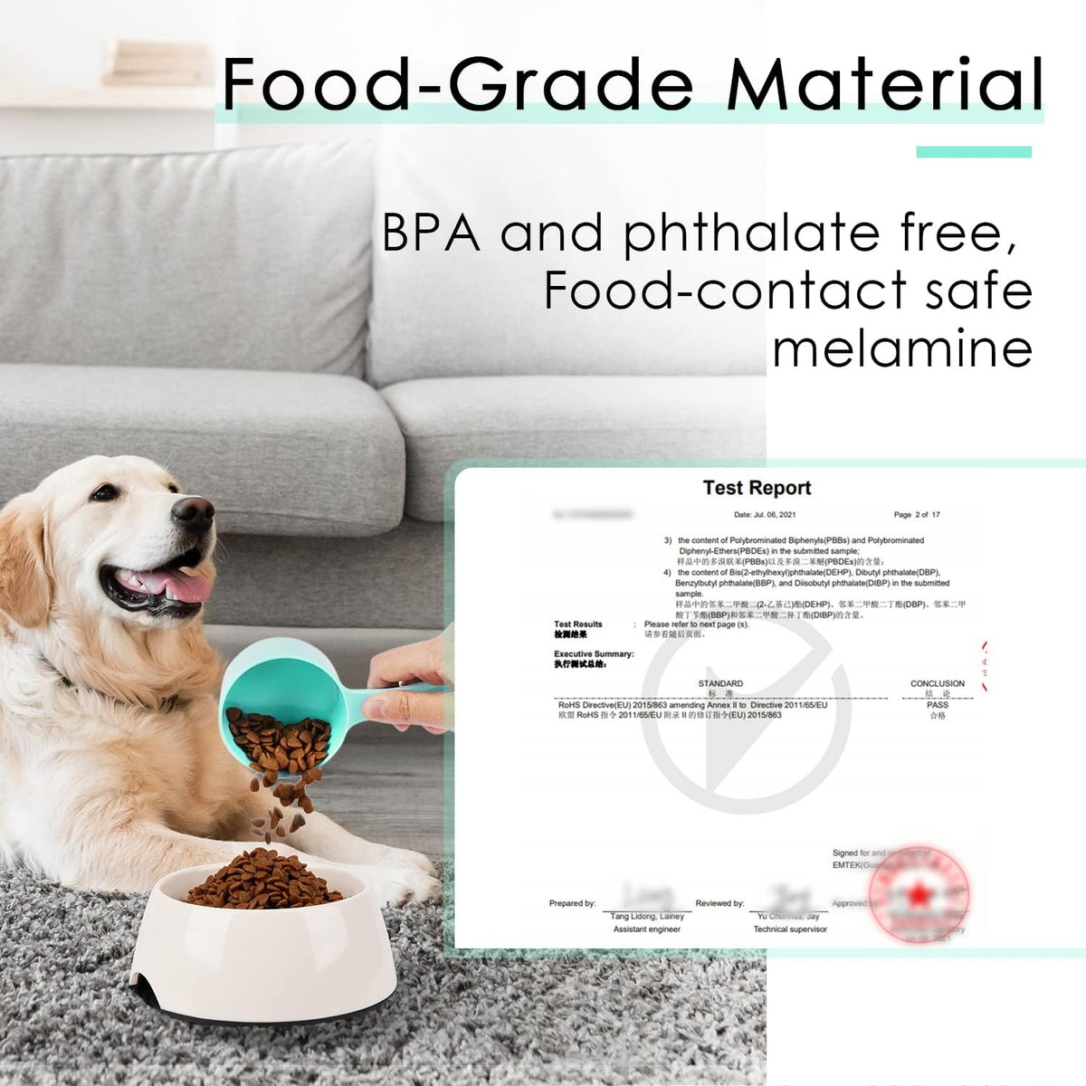 1 Cup Dog Food Scoop for Container Melamine Measuring Scoop for Dogs Cats Birds and Rabbits Pet Food Feeding Scoop Dishwasher Safe - White
