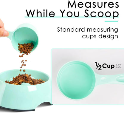 1 Cup Dog Food Scoop for Container Melamine Measuring Scoop for Dogs Cats Birds and Rabbits Pet Food Feeding Scoop Dishwasher Safe - White