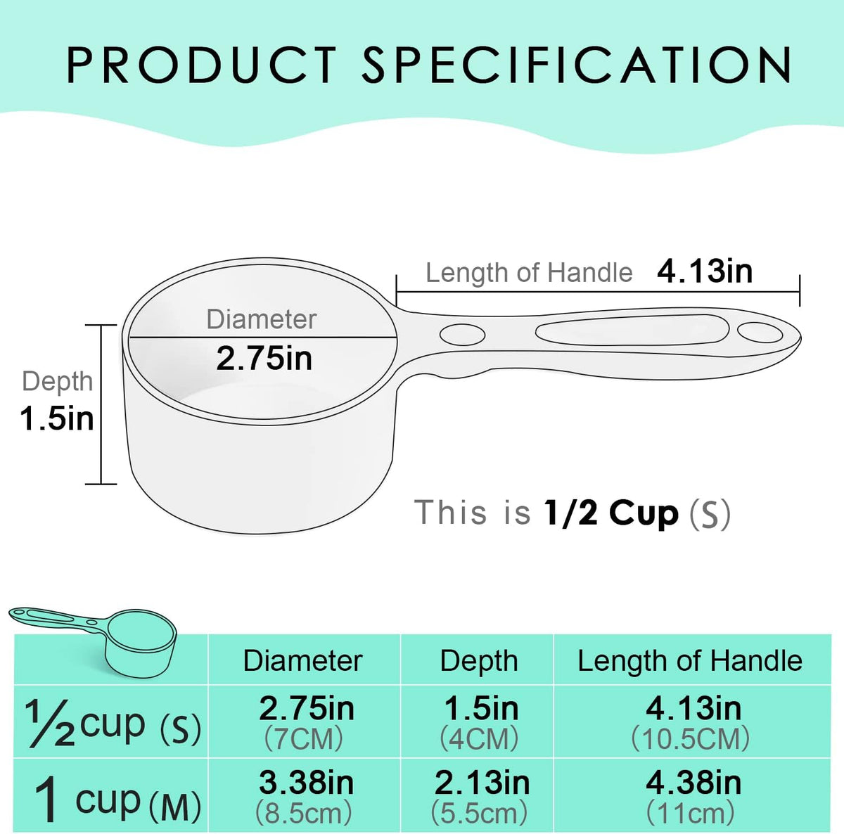 1 Cup Dog Food Scoop for Container Melamine Measuring Scoop for Dogs Cats Birds and Rabbits Pet Food Feeding Scoop Dishwasher Safe - White