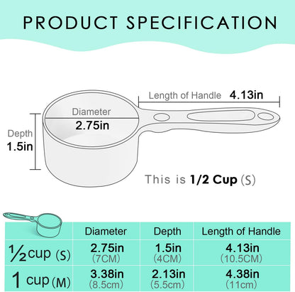 1 Cup Dog Food Scoop for Container Melamine Measuring Scoop for Dogs Cats Birds and Rabbits Pet Food Feeding Scoop Dishwasher Safe - White