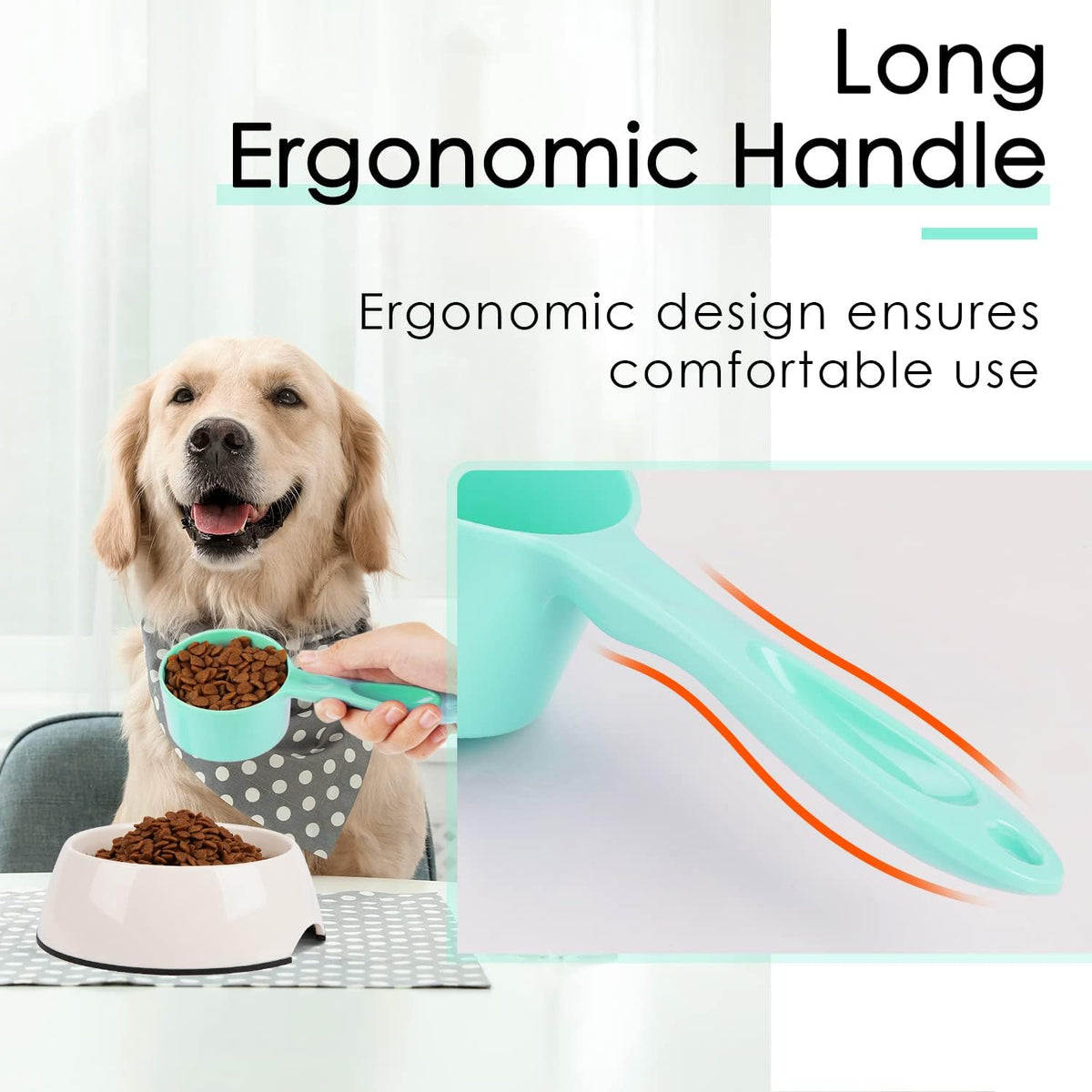 1 Cup Dog Food Scoop for Container Melamine Measuring Scoop for Dogs Cats Birds and Rabbits Pet Food Feeding Scoop Dishwasher Safe - White