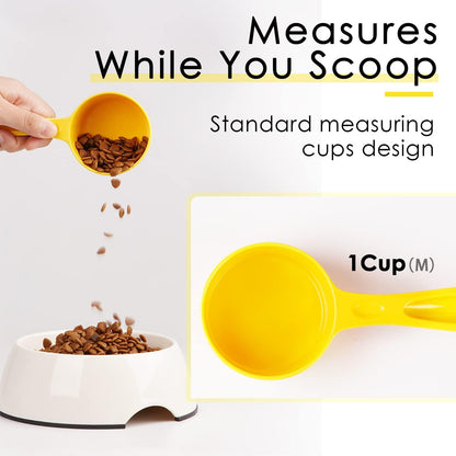 1 Cup Dog Food Scoop for Container Melamine Measuring Scoop for Dogs Cats Birds and Rabbits Pet Food Feeding Scoop Dishwasher Safe - White