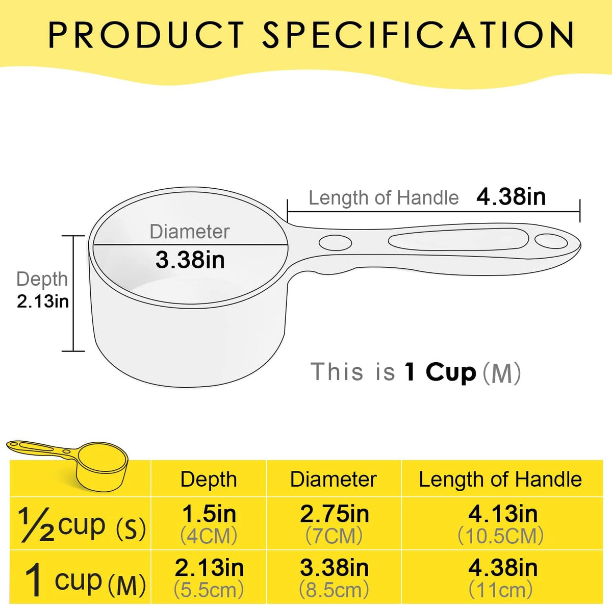 1 Cup Dog Food Scoop for Container Melamine Measuring Scoop for Dogs Cats Birds and Rabbits Pet Food Feeding Scoop Dishwasher Safe - White