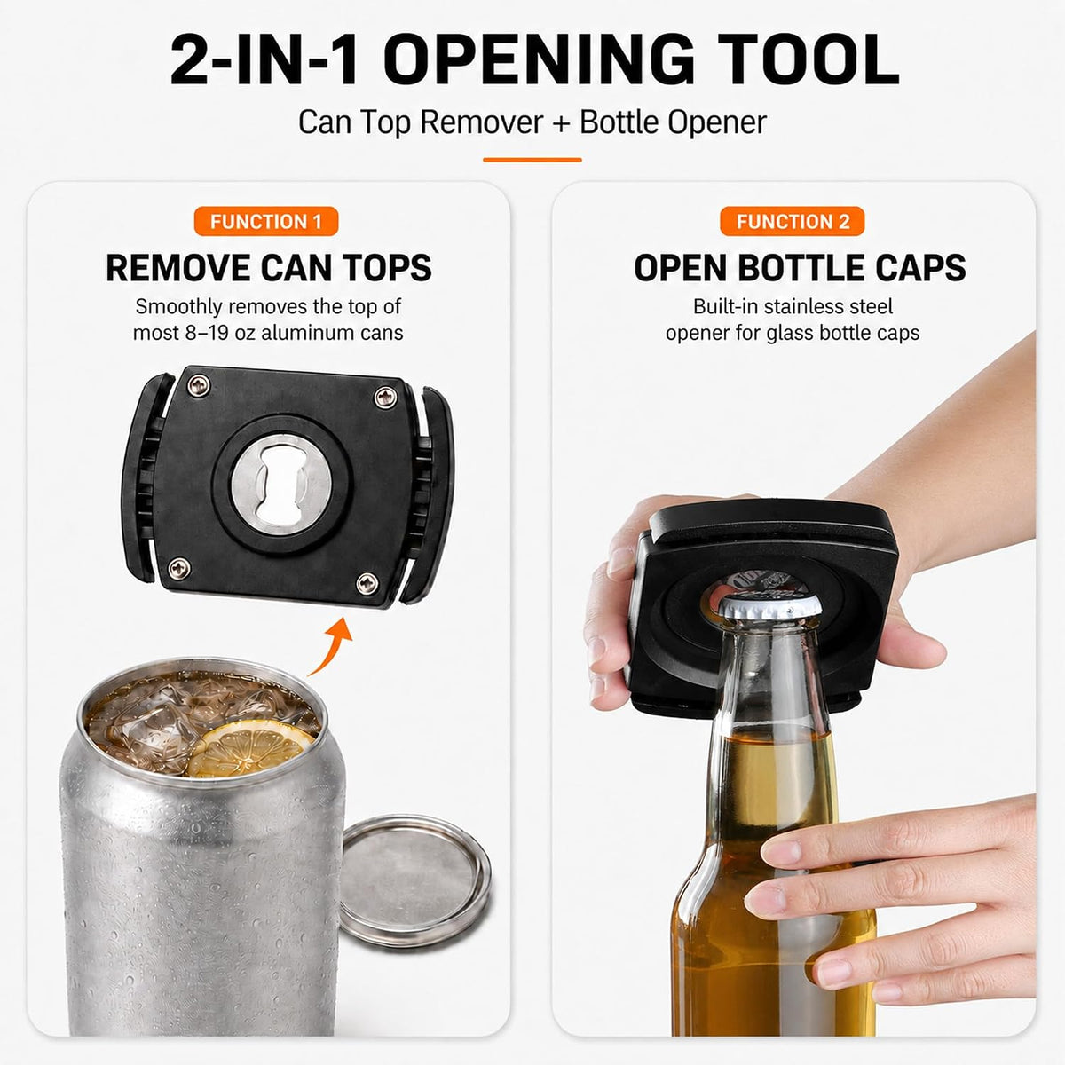 Aluminum Can Opener，Can Top Remover，Beer- Soft Edge- Soda- Can Opener