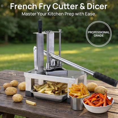 French Fry Cutter for Potato, Professional Potato Cutter Slicer | with 3/8", 1/2", 1/4" Stainless Steel Blades Stainless Steel Vegetable Chopper for Potato,Carrot,Cucumber,Onion,Home Use